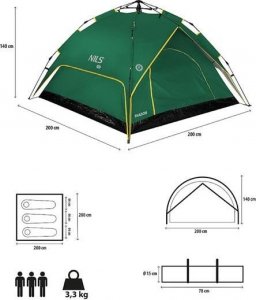 Namiot turystyczny Nils Extreme NC7819 ZIELONY NAMIOT SHADOW NILS CAMP 15