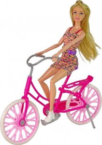 LeanToys Lalka na Rowerze Plastikowa Różowa 2