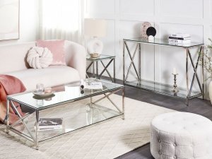 Beliani Konsola szklana srebrna AUDET 3