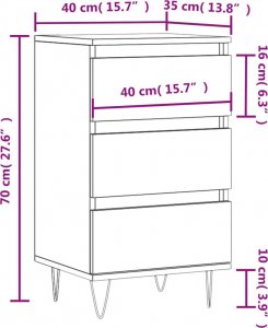 vidaXL Komoda, czarna, 40x35x70 cm, materiał drewnopochodny 11