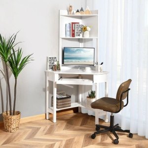 Biurko Costway Biurko narożne z nadstawką 70 x 70 x 172 cm 5