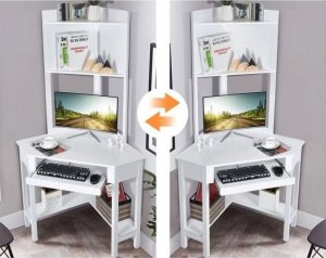 Biurko Costway Biurko narożne z nadstawką 70 x 70 x 172 cm 6