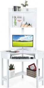 Biurko Costway Biurko narożne z nadstawką 70 x 70 x 172 cm 7