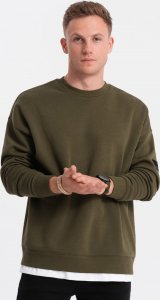 Ombre Bluza męska bez kaptura z imitacją koszulki - oliwkowa V4 OM-SSNZ-0126 S 1