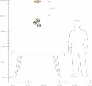 Lampa wisząca Beliani Lampa wisząca szklana 3-punktowa przezroczysta z mosiężnym RALFES 11