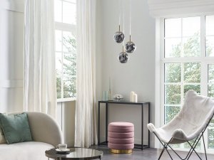 Lampa wisząca Beliani Lampa wisząca szklana 3-punktowa przezroczysta z mosiężnym RALFES 2