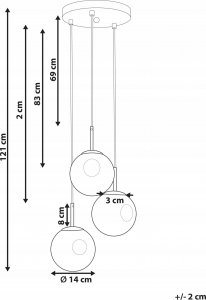 Lampa wisząca Beliani Lampa wisząca szklana 3-punktowa przezroczysta z mosiężnym RALFES 7