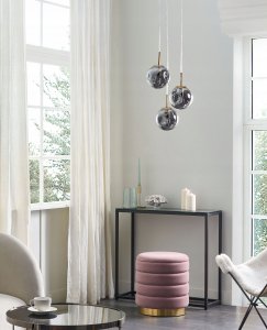 Lampa wisząca Beliani Lampa wisząca szklana 3-punktowa przezroczysta z mosiężnym RALFES 8