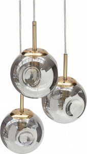 Lampa wisząca Beliani Lampa wisząca szklana 3-punktowa przezroczysta z mosiężnym RALFES 9