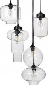 Lampa wisząca Beliani Lampa wisząca szklana 6-punktowa przezroczysta BEMBOKA 2