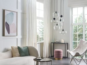 Lampa wisząca Beliani Lampa wisząca szklana 6-punktowa przezroczysta BEMBOKA 3