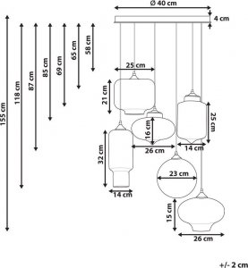 Lampa wisząca Beliani Lampa wisząca szklana 6-punktowa przezroczysta BEMBOKA 9