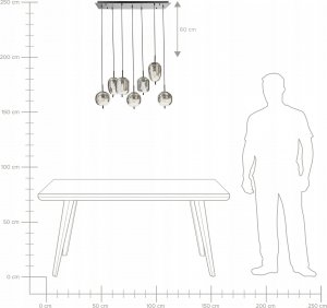 Lampa wisząca Beliani Lampa wisząca szklana 7-punktowa srebrna TARLO 12