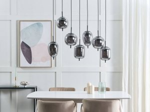 Lampa wisząca Beliani Lampa wisząca szklana 7-punktowa srebrna TARLO 2