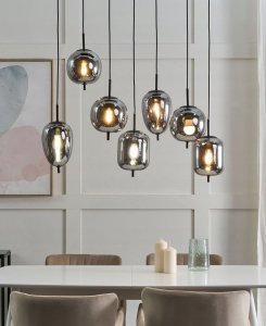 Lampa wisząca Beliani Lampa wisząca szklana 7-punktowa srebrna TARLO 6