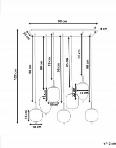 Lampa wisząca Beliani Lampa wisząca szklana 7-punktowa srebrna TARLO 7