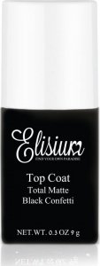 ELISIUM_Top Coat Total Matte matowy top do lakierów hybrydowych Black Confetti 9g 1