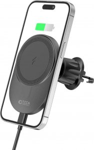 Tech-Protect Magnetyczny Uchwyt Samochodowy MagSafe z Ładowaniem Bezprzewodowym 15W do Kratki Nawiewu Tech-Protect MM15W-V1 czarny 2