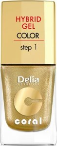 Delia Delia Cosmetics Coral Hybrid Gel Emalia do paznokci nr 28 złoty 11ml 1