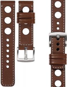 moVear moVear Prestige R1 Skórzany pasek 22mm do Samsung Galaxy Watch 3 (45mm) / Watch (46mm) / Gear S3 | Ciemnobrązowy, srebrne przeszycie [rozmiary XS-XXL i klamra do wyboru] Standard 1