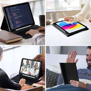 Alogy Etui ochronne z klawiatura bezprzewodowa Alogy Keyboard Case z miejscem na rysik do Apple iPad 10.9 2022 Czarne 12