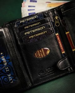 Peterson Duży, skórzany portfel męski bez zapięcia NoSize 8