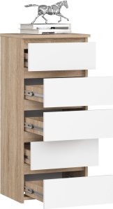 Fabryka Mebli Akord Komoda CL5 40 cm 5 szuflad - dąb sonoma-biała 2