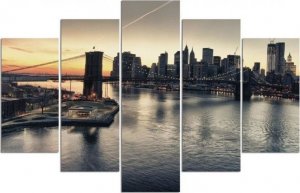 Feeby Obraz 5 częściowy na płótnie, Brooklyn Bridge w Nowym Jorku - 200x100 1