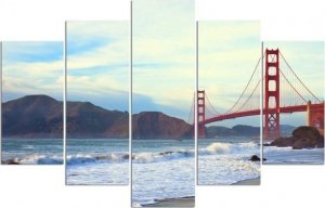 Feeby Obraz 5 częściowy na płótnie, Golden Gate Bridge - 150x100 1