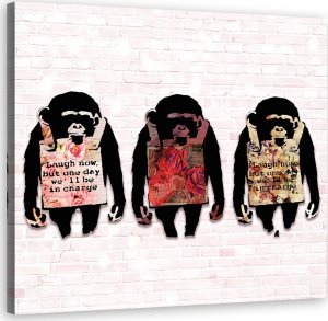 Feeby Obraz na płótnie, Banksy Śmiejcie się małpy - 60x60 1
