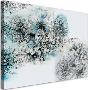 Feeby Obraz na płótnie, Błękitne kwiaty abstrakcja - 120x80 1