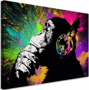 Feeby Obraz na płótnie, Banksy kolorowa małpa - 60x40 1