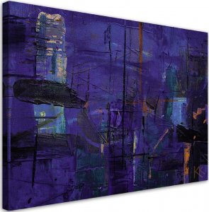 Feeby Obraz na płótnie, Fioletowa abstrakcja ręcznie malowana - 60x40 1