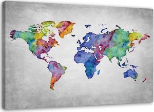 Feeby Obraz na płótnie, Kolorowa mapa świata - 60x40 1
