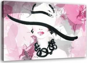 Feeby Obraz na płótnie, Kobieta w kapeluszu glamour - 60x40 1