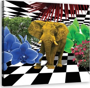 Feeby Obraz na płótnie, Kolorowy słoń - 60x60 1