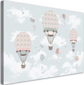 Feeby Obraz na płótnie, Kolorowe zwierzątka lot balonem - 90x60 1