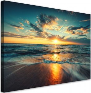 Feeby Obraz na płótnie, Morze Zachód słońca Plaża - 90x60 1