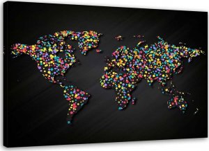 Feeby Obraz na płótnie, Mapa świata z kolorowymi kropkami - 60x40 1