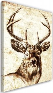 Feeby Obraz na płótnie, Malowany jeleń vintage, brazowy - 40x60 1