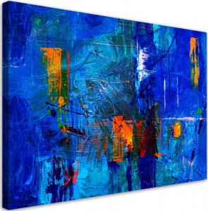 Feeby Obraz na płótnie, Niebieska abstrakcja ręcznie malowana - 120x80 1