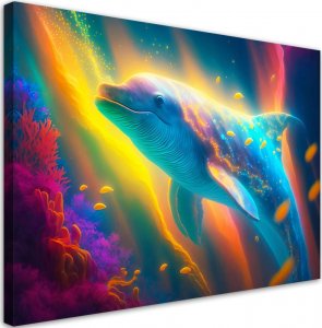 Feeby Obraz na płótnie, Neonowy wieloryb - 60x40 1