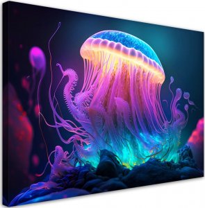 Feeby Obraz na płótnie, Neonowa meduza - 90x60 1
