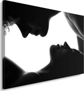 Feeby Obraz na płótnie, Pocałunek Miłość Para czarno biały - 90x60 1