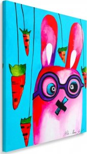 Feeby Obraz na płótnie, Różowy króliczek w okularach - 70x100 1