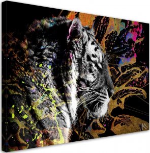 Feeby Obraz na płótnie, Tygrys na kolorowym tle - 90x60 1