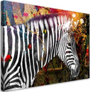 Feeby Obraz na płótnie, Zebra na kolorowym tle - 60x40 1