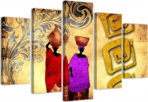 Feeby Obraz pięcioczęściowy na płótnie, Afrykańskie kobiety z dzbanami - 150x100 1