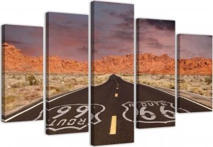 Feeby Obraz pięcioczęściowy na płótnie, Route 66 Road - 150x100 1