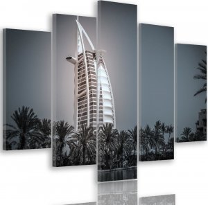 Feeby Obraz pięcioczęściowy na płótnie, Nowoczesny hotel w Dubaju - 200x100 1